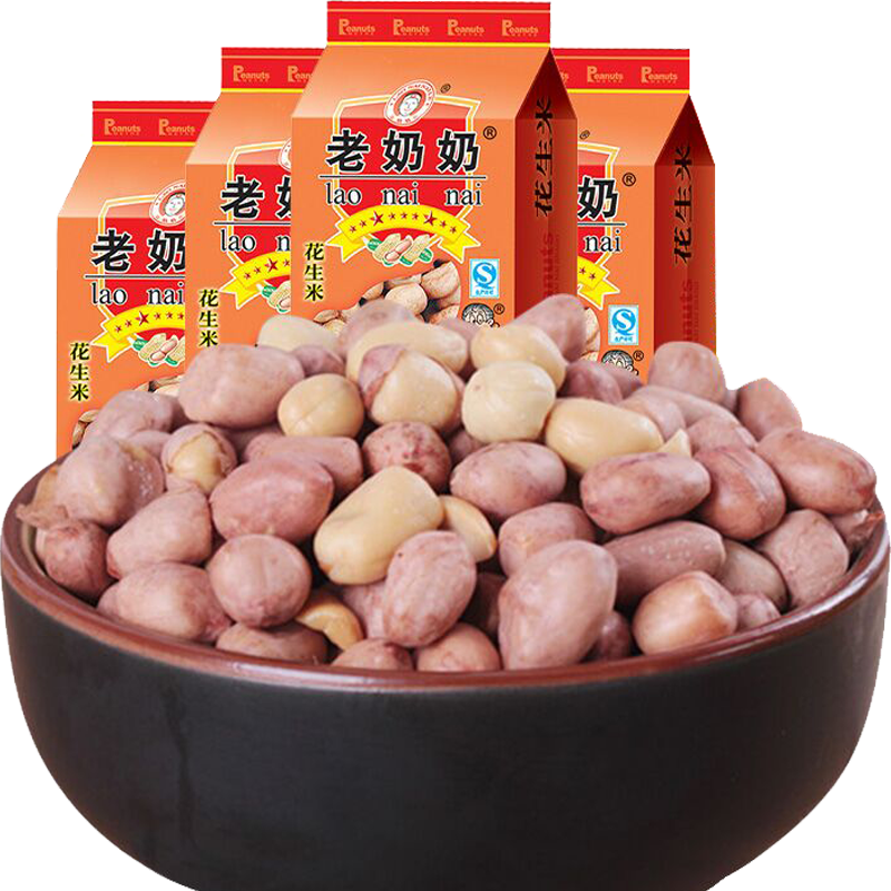 老奶奶陈皮花生红皮花生米每日坚果炒货休闲零食102g*4袋下酒菜