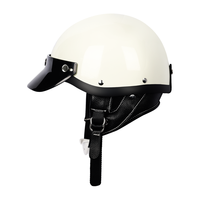 BEASLEY HELMETS复古半盔女男比斯力头盔巡航机车日式半盔玻璃钢电动车头盔夏季 60S亮黑+黑白格风镜 XS(头围53~54)