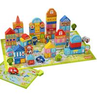 铭塔 MingTa168粒城市积木儿童玩具木头木制质拼图大颗粒