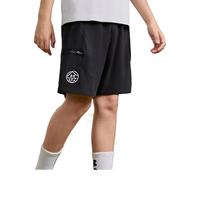 安德玛(Under Armour)儿童户外吸湿速干运动裤子男大童舒适有型拼接梭织短裤 黑色 130