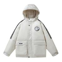 雪中飞 SNOWFLYING羽绒服男2024年秋冬短款连帽服时尚百搭保暖衣 白色 M（170/88A)