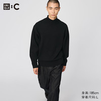 优衣库合作款/男装女装高领针织衫/长袖毛衣毛衫479733 09 黑色