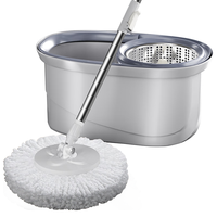 百世优品 旋转拖把免手洗吸水拖布大号墩布拖地桶懒人甩干地拖增强不锈钢 旋转拖把4块布