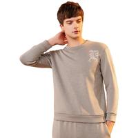 红豆居家潮流印花卫衣套装男加绒加厚秋衣秋裤可外穿内搭男士保暖内衣套装 灰色 2XL