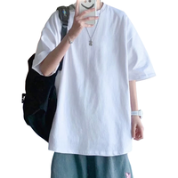 顶峰保罗（Dingfengbaoluo）日系纯色纯棉短袖t恤男士夏季基础款宽松打底内搭DF230白XL XL （120-160斤）