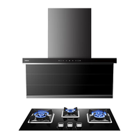 老板油烟机家用小黑翼顶侧双吸抽油烟机25大风量七字型排油烟机侧顶双吸超薄D1+39B1A套装天然气三眼灶