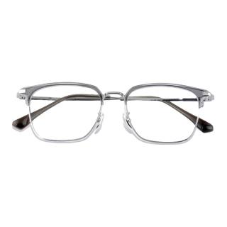 潮库 68815 纯钛眉框 透灰银 万新1.60防蓝光 近视眼镜