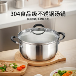 铂帝斯 贵族系列 304不锈钢汤锅 A12-DO5-GIP 24cm