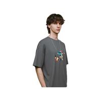 URBAN REVIVO 男士时尚休闲撞色印花圆领短袖T恤 UMV440112 中灰 M