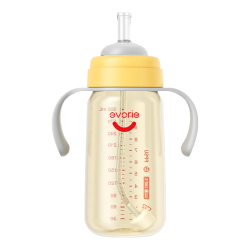 evorie 吸管奶瓶 吸嘴奶瓶 一岁以上大宝宝宽口径带重力球PPSU奶瓶300ml
