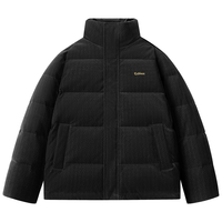 卡宾男装 90鸭绒羽绒服2024秋冬千鸟格PU外套宽松保暖潮流H 煤黑色01 46