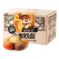三只松鼠 只松鼠 低脂0蔗糖粗粮夹心面包10个共500g
