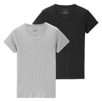 GIORDANO 佐丹奴 打底衫男两件装鸡心v领纯棉纯色内搭t恤男体恤衫 01242013