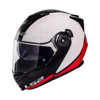 LS2摩托车头盔FF345夏季全盔可揭面防雾防尘男四季通用机车赛车双镜 特白/黑红遇机 2XL(60cm-61cm)