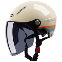 YEMA 野马 3C认证359S电动摩托车头盔男女夏季防晒半盔帽新国标 卡其花+长茶