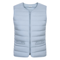 波司登2024秋女短款居家轻薄内搭休闲90绒保暖马甲羽绒服B40130002 雾镜蓝5457 175/96A