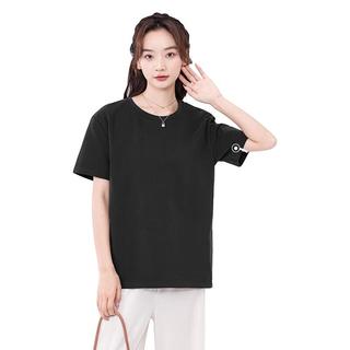 回力纯棉宽松短袖t恤女2025夏季女装休闲时尚百搭显瘦内搭衣服 黑-纯色 M