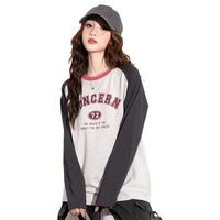 热风 美式复古印花 女士长袖T恤