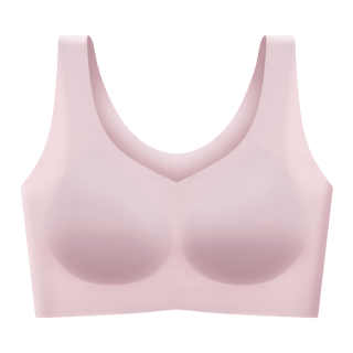 芬腾可安（FENTENGCARE）【2件装】固定乳胶杯无痕高弹裸感调整型收副乳内衣女无钢圈文胸 烟雾粉/肤色 L（115-130斤）