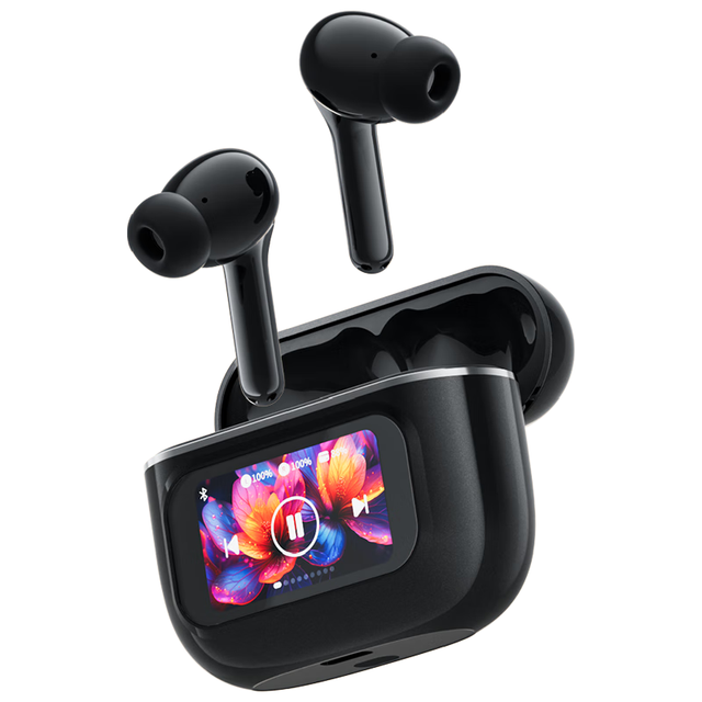 QQ音乐 无线蓝牙耳机全彩智能主动降噪蓝牙5.4低延迟游戏ET66 黑色