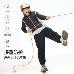 onmygame 男童裤子户外运动裤儿童工装裤女童束脚长裤加绒秋冬款