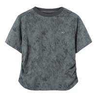 BASIC HOUSE/百家好晕染设计复古短袖t恤女2024夏季简约洋气减龄女上衣 深灰 M