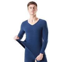 猫人（MiiOW）保暖内衣男士轻暖绒3A透气秋衣秋裤圆领套装 深海蓝 XL