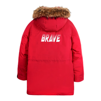 CABBEEN卡宾男装工装羽绒服男 男士大衣外套上衣潮流拼接反光印花H 大红色44 48/170/M