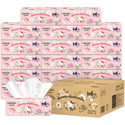 妮飘 新品Nepia妮飘凯蒂家族抽纸餐巾纸库洛米可爱卡通4层印花80抽18包