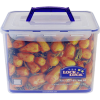 LOCK&LOCK 食品级冰箱收纳盒手提型塑料密封保鲜盒大容量整理箱储物盒子12L