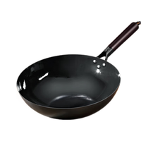 荣事达(Royalstar)章丘炒锅铁锅无涂层不粘锅家用锻打炒菜锅平底电磁炉明火带盖34cm 经典镜面黑锅【3-5人】带盖 34cm