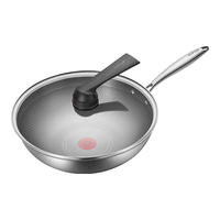 苏泊尔（SUPOR）火红点抗菌不锈钢炒锅32cm蜂窝晶纹少油烟不易粘锅磁炉通用 （）火红点抗菌不锈钢 32cm