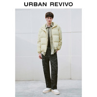 UR2025冬季男装复古撞色拼接绗缝羽绒服UMM150022+ 暖灰 M