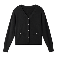 秋水伊人 【含绵羊毛】温柔V领针织衫宽松百搭毛衣开衫外套薄