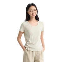 森马（Semir）短袖T恤女修身正肩凉感圆领上衣24夏109324100001 【U领】香草白10711 L