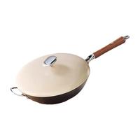 KIWICOO德国珐琅钛铁不粘锅炒锅家用无涂层炒菜锅平底电磁炉燃气灶铁 礼盒装 珐琅 钛铁锅 30cm