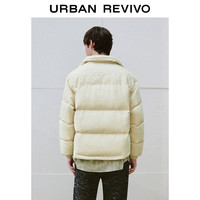 UR2025冬季男装复古撞色拼接绗缝羽绒服UMM150022+ 暖灰 S