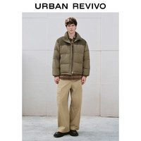 UR2025冬季男装复古撞色拼接绗缝羽绒服UMM150022+ 咖棕 L
