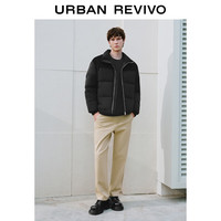 UR2025冬季男装复古撞色拼接绗缝羽绒服UMM150022+ 黑色 S