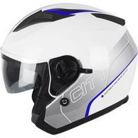 YOHE /永恒3C头盔双镜片摩托车帽四分三盔四季通用防晒头盔男女868 白灰黄花3C款 L(55-57cm)