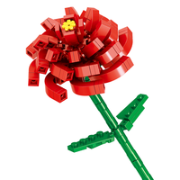 哲高积木花束永生花玫瑰拼搭花卉装饰摆件闺蜜 康乃馨(粉)-89PCS