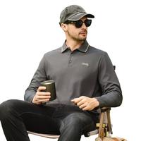 JEEP吉普男装POLO衫男秋季纯色翻领长袖POLO衫男士简约百搭上衣 深灰_刺绣传奇金标 XL【体重145斤-160斤】
