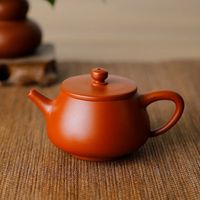 一品工坊潮州手拉壶家用小容量工夫茶具纯手工原矿朱泥壶迷你大敞口泡茶壶 石瓢壶100毫升