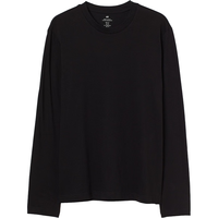 H&M 男装T恤圆领柔软棉质宽松长袖上衣打底衫1029317 黑色 175/100A