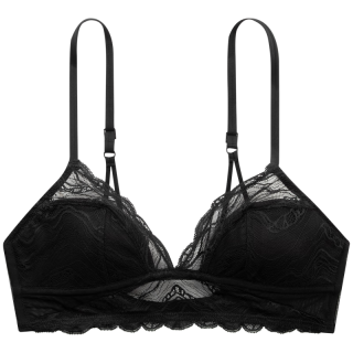 Calvin Klein 内衣24秋季女士ck性感蕾丝无钢圈舒适薄垫三角杯文胸QF7925AD UB1-太空黑 M