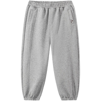 马骑顿 男童25秋女童户外露营长裤宽松束脚裤跑步卫裤中大童裤子 浅麻灰 150