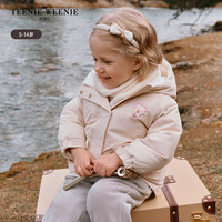 Teenie Weenie  Kids小熊童装冬季女宝宝印花连帽加绒中长款羽绒服 米色 110 cm