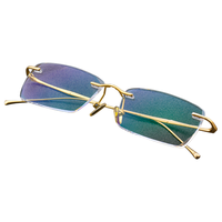 目匠 Q6320 金色纯钛眼镜框+1.74折射率 防蓝光镜片 变色定制片