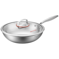 美厨 MAXCOOK无涂层不粘锅家用食品级加厚316不锈钢炒锅平底煎锅炒菜锅带盖