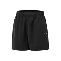 李宁 LI-NING童装儿童运动短裤女小大童综合体能速干凉爽宽松休闲裤子YKSV078 黑色 150